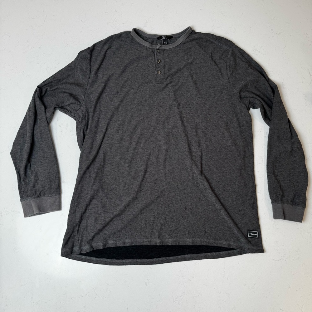 Volcom Charcoal Long Sleeve Henley Shirt